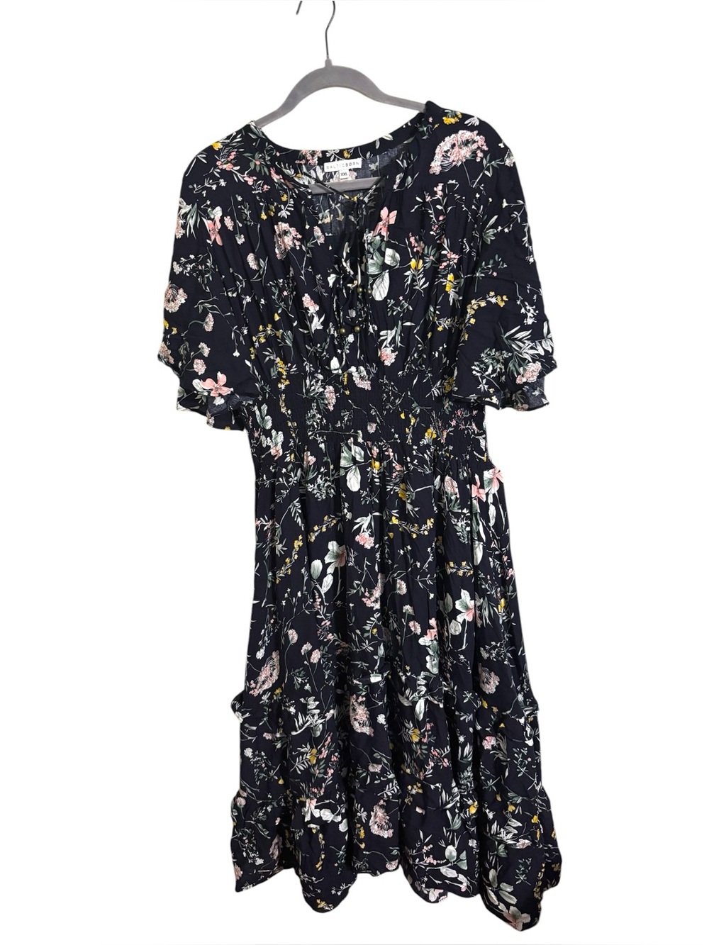 Baltic Born Spell‎ Boho Floral Navy Blue Midi Dress XXL